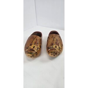 Vintage Hand Painted Dutch Wooden Clogs Shoes Holland Souvenir 7" Wall Decor